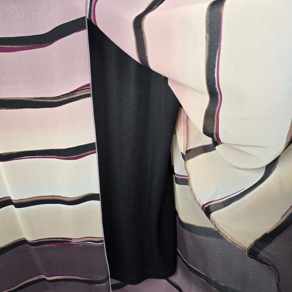 Lane Bryant Womens Top Blouse 14W Plus Ombre Stripe Overlap Split Back Flowy - Picture 8 of 12